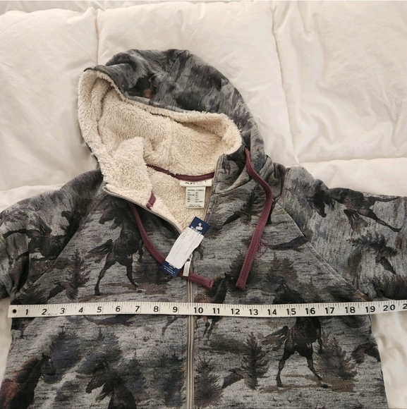 Ariat REAL Women's Sherpa Lined Full Zip Hoodie Western Horse Print Size XS New - Picture 7 of 9